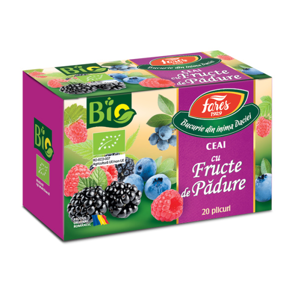 Ceai bio cu fructe de padure, ceai la plic, RO-ECO-007